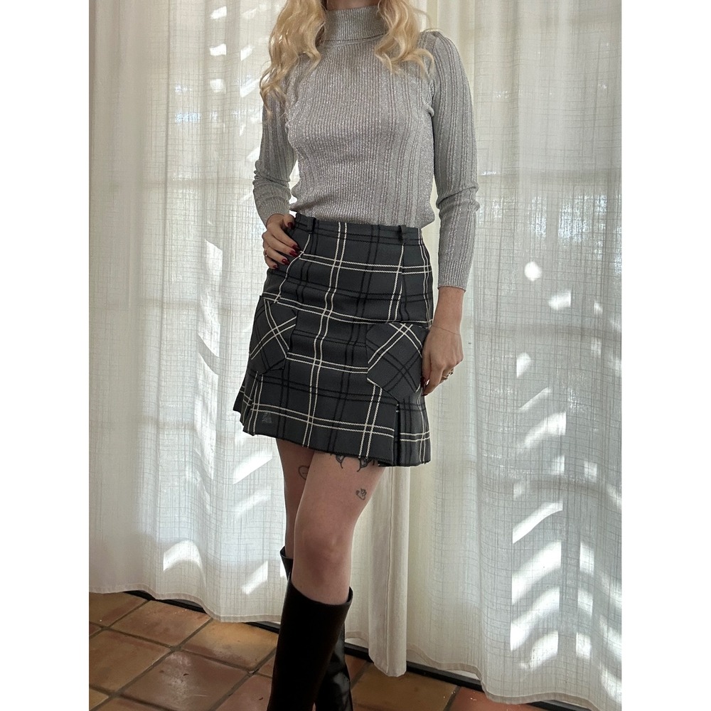 Vintage 60s mod plaid mini skirt